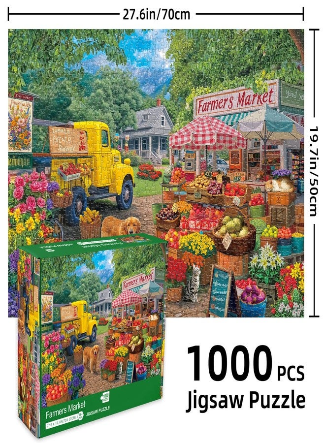 Libeder Farmers Market Puzzles for Adults 1000 Pieces,Vibrant Farm Stand, Fresh Produce & Bustling Market Scene Jigsaw Puzzle, Finished Size is 27.6" x 19.7" - Image 3